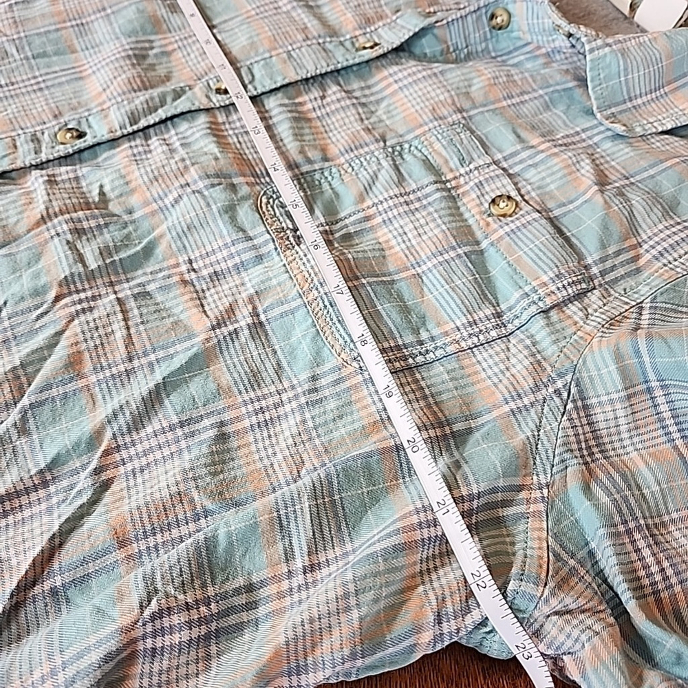 LL Bean Lined Flannel Sea Foam Green Plaid Button Up Shirt Size XL A1 - Picture 4 of 7